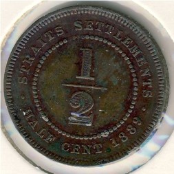 Стрейтс-Сетлментс 1/2 цента 1889 год