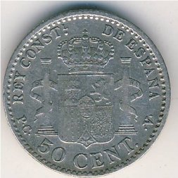 Испания 50 сентимо 1910 год