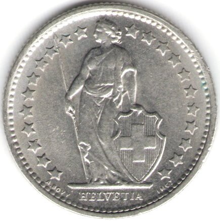 Швейцария 1/2 франка 1971 год