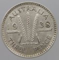 Австралия 3 пенса 1938 год - Король Георг VI