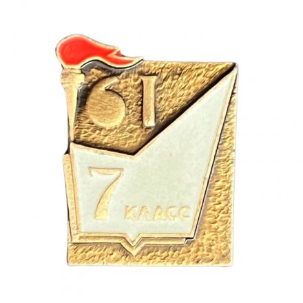 Значок Школа 7 класс. Факел, колба и пробирка