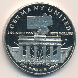Маршалловы острова 5 долларов 1990 год - Объединение Германии
