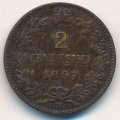 Италия 2 чентезимо 1897 год