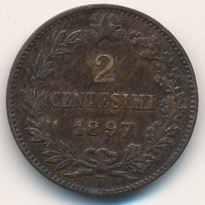Италия 2 чентезимо 1897 год