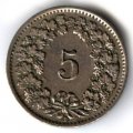 Швейцария 5 раппенов 1921 год
