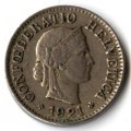 Швейцария 5 раппенов 1921 год