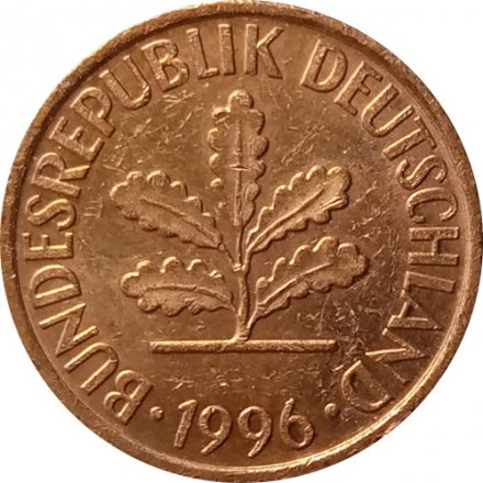 ФРГ 2 пфеннига 1996 год - F