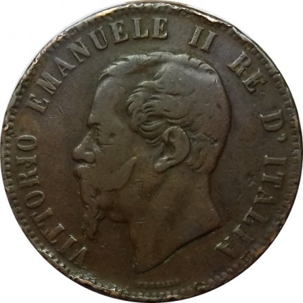 Италия 10 чентезимо 1863 год - Король Виктор Эммануил II