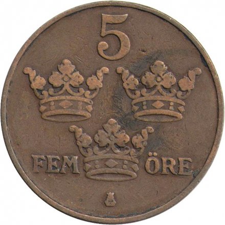 Швеция 5 эре 1912 год