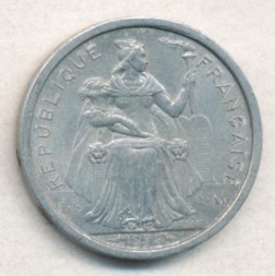 Монета Новая Каледония 1 франк 1972 год