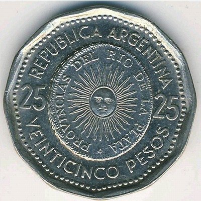 Аргентина 25 песо 1964 год