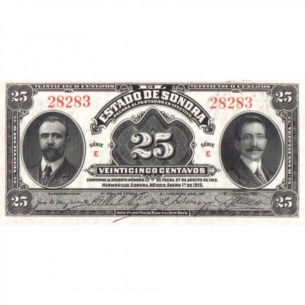 Мексика 25 сентаво 1915 год - UNC