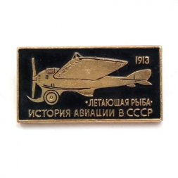 Значок История авиации в СССР. Самолет "Летающая рыба", 1913 г.