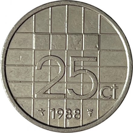 Нидерланды 25 центов 1988 год