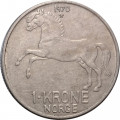 Норвегия 1 крона 1970 год - Король Улаф V. Лошадь