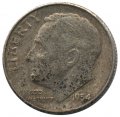 США 1 дайм (10 центов) 1954 год - Рузвельт (S)