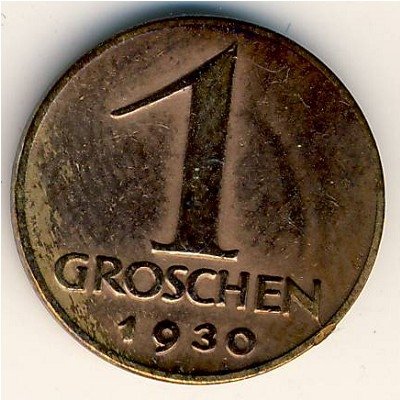 Австрия 1 грош 1930 год
