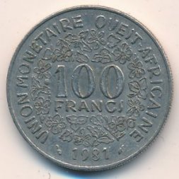 Западная Африка 100 франков 1981 год - Золотая гиря ашанти