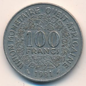 Западная Африка 100 франков 1981 год - Золотая гиря ашанти