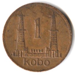 Монета Нигерия 1 кобо 1974 год