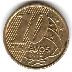 Монета Бразилия 10 сентаво 2012 год - Педру I