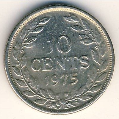 Либерия 10 центов 1975 год