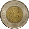 Канада 2 доллара 2006 год - Полярный медведь (год 2006 над профилем Королевы)