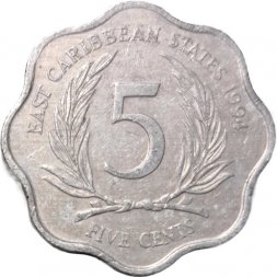 Восточные Карибы 5 центов 1994 год