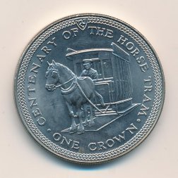 Остров Мэн 1 крона 1976 год - 100-летие конного трамвая (медь-никель)
