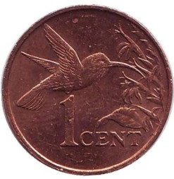 Монета Тринидад и Тобаго 1 цент 2009 год - Колибри