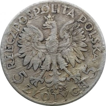 Польша 5 злотых 1933 год - Королева Ядвига