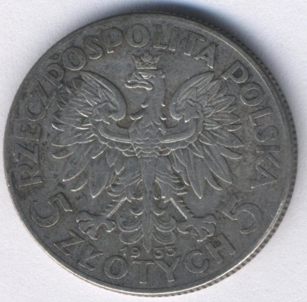 Польша 5 злотых 1933 год - Королева Ядвига