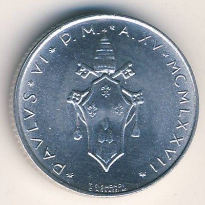 Ватикан 2 лиры 1977 год