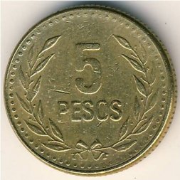Колумбия 5 песо 1990 год