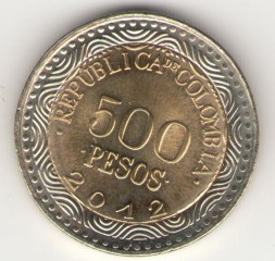 Колумбия 500 песо 2012 год