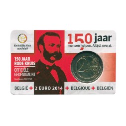 Бельгия 2 Евро 2014 год - 150 лет Бельгийскому красному кресту