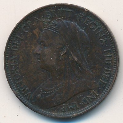 Великобритания 1/2 пенни 1900 год - Королева Виктория