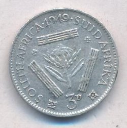 ЮАР 3 пенса 1949 год