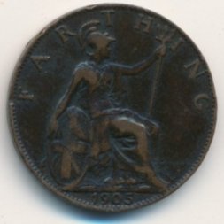 Великобритания 1 фартинг 1905 год