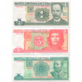 Набор из 3 банкнот Куба 1, 3, 5 песо 2005 - 2019 год - UNC