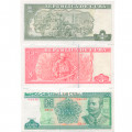 Набор из 3 банкнот Куба 1, 3, 5 песо 2005 - 2019 год - UNC
