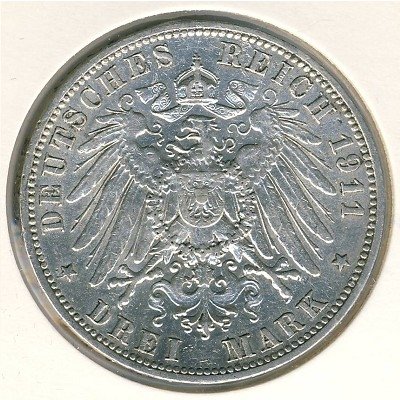 Саксония 3 марки 1911 год