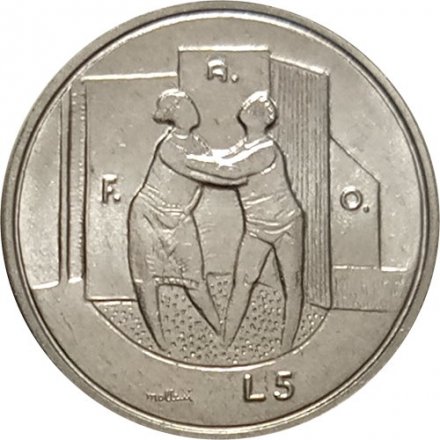 Сан-Марино 5 лир 1976 год - ФАО. Республика