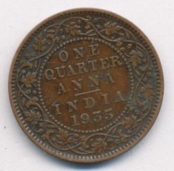 Британская Индия 1/4 анны 1935 год