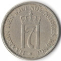 Норвегия 1 крона 1951 год - Король Хокон VII (без отверстия)