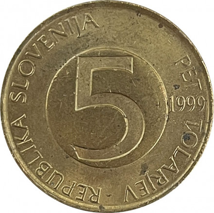 Словения 5 толаров 1999 год - Альпийский горный козёл (ибекс)