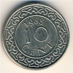 Суринам 10 центов 1988 год