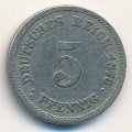 Германия 5 пфеннигов 1876 год (J)