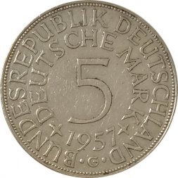 ФРГ 5 марок 1957 - Орёл - G