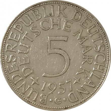 ФРГ 5 марок 1957 - Орёл - G